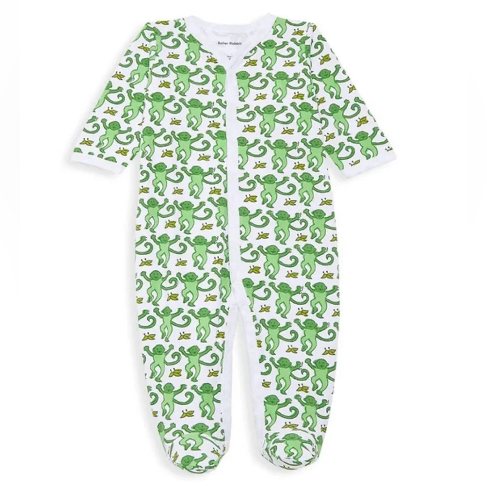 NWT Roller Rabbit infant footie PJ with matching hat